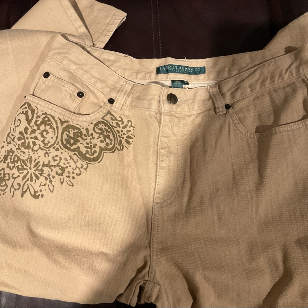 Ralph Lauren Beige Jeans with Subtle Pattern